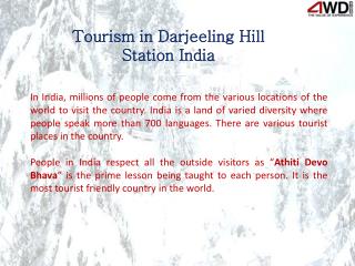 Tourism in Darjeeling Hill Station India