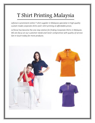 T Shirt Printing Malaysia - Lefonse
