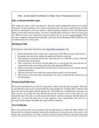 SSL: An Essential Certificate to Make Your Transactions Secure