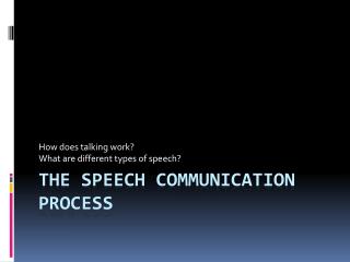 The Speech Communication Process