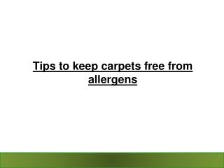 Tips to Keep Carpets Free from Allergens