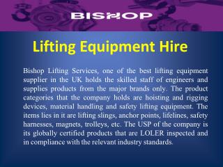 Lifting equipment from Bishop