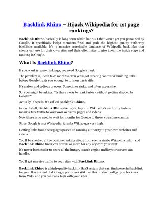 Backlink Rhino review- Backlink Rhino (MEGA) $21,400 bonus