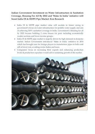 Ductile Iron Pipe Market 2017,Ductile iron pipes manufacturing india,Manufacturers PVC-O Pipes in India-Ken Research