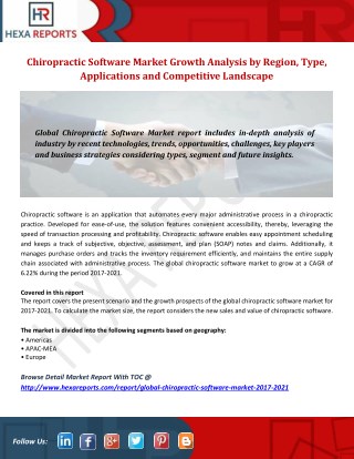 Chiropractic Software Market 2021 Growth Opportunities, Analysis and Forecasts Report