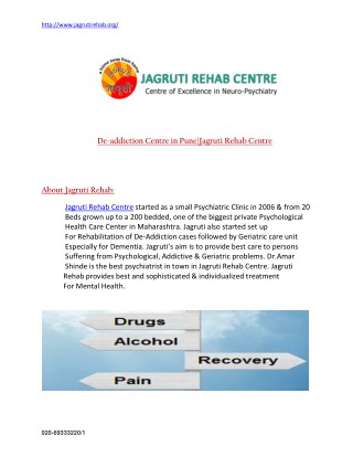 De addiction centre in Pune|Jagruti Rehab Centre