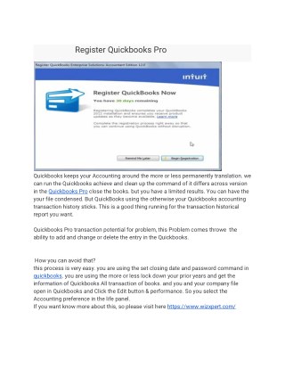 Register Quickbooks Pro