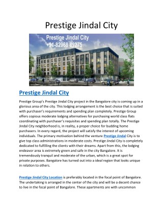 Prestige Jindal City | Property | Pre Launch | Reviews