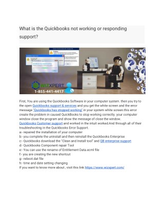 What is the Quickbooks not working or responding support?