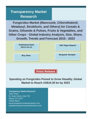 Fungicides Market - Global Industry Analysis, Size, Share, Growth, Trends and Forecast 2015 - 2023