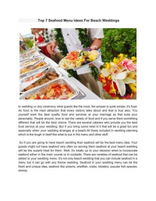 Top 7 Seafood Menu Ideas For Beach Weddings