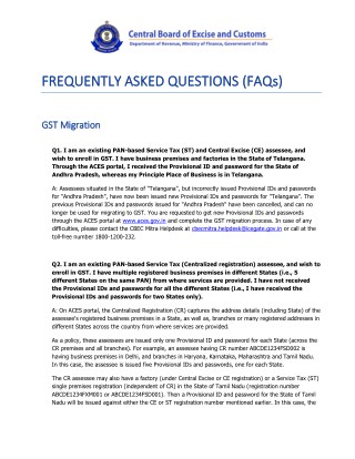 Download GST Migration FAQs Pdf File