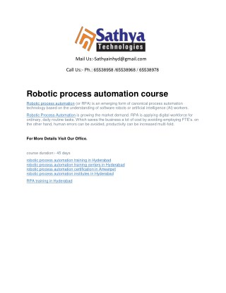 Robotic process automation (RPA) – Best software training institute