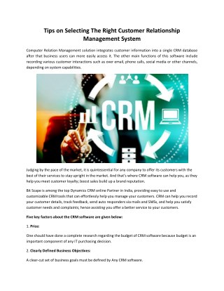 Tips on Selecting the Right CRM System
