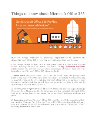 Things to know about Microsoft Office 365