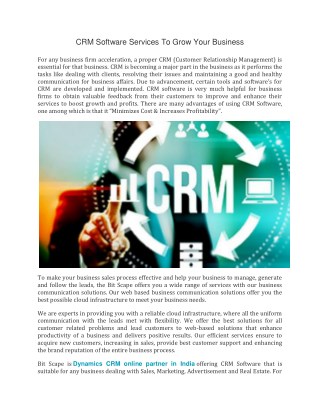 CRM Software Services to Grow Your Business