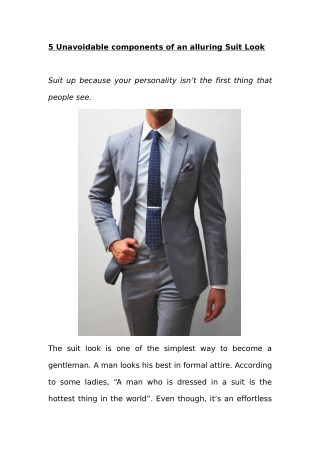 5 Unavoidable components of an alluring Suit Look