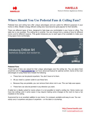 Where Should You Use Pedestal Fans & Ceiling Fans?