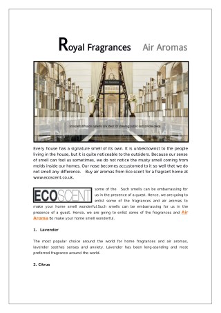 Eco Scent - Royal Fragrances Air Aroma