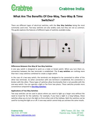 What Are The Benefits Of One-Way, Two-Way & Time Switches?