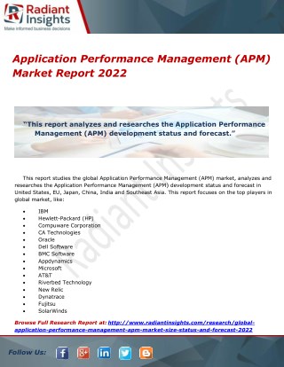 Application Performance Management (APM) Market Report 2022