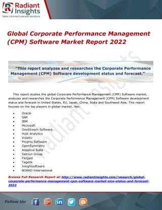 Corporate Performance Management (CPM) Software Market