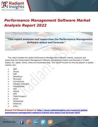 Performance Management Software Market Analysis Report 2022