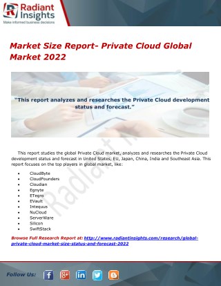 Market Size Report- Private Cloud Global Market 2022