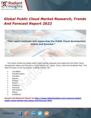 Global Public Cloud Market Research, Trends And Forecast Report 2022