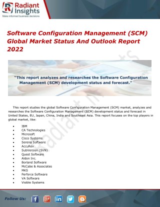 Software Configuration Management (SCM) Global Market Status And Outlook Report 2022