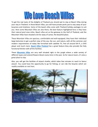 We Love Beach Villas