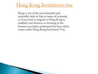 Hong Kong investment visa