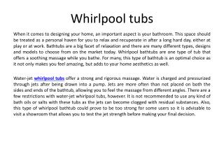 whirlpool tubs