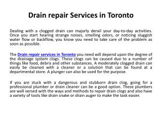 Drain repair services in Toronto