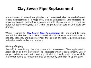 Clay Sewer Pipe Replacement