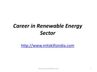 Career in Renewable Energy Industry