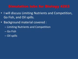 Simulation labs for Biology 4263