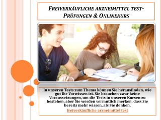 Freiverkäufliche arzneimittel test-Prüfungen & Onlinekurs