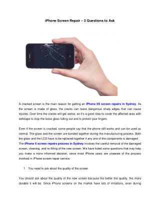 iPhone Screen Repair – 3 Questions to Ask