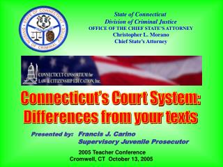State of Connecticut Division of Criminal Justice OFFICE OF THE CHIEF STATE’S ATTORNEY Christopher L. Morano Chief Stat