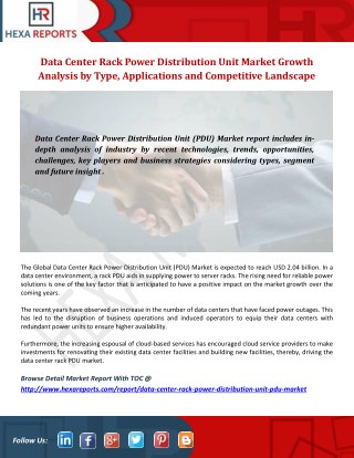 Data Center Rack Power Distribution Unit Market Analysis, Prediction by Region, Type and Technology to 2025