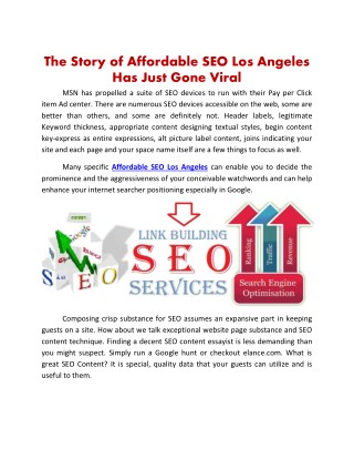 The Story of Affordable SEO Los Angeles Has Just Gone Viral