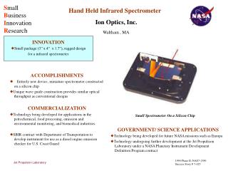 Hand Held Infrared Spectrometer