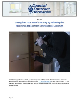 Strengthen Your Home's Security by Following the Recommendations from a Professional Locksmith