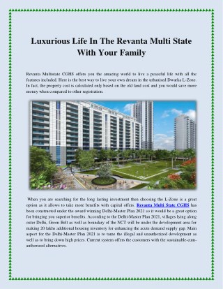 Luxurious Life In The Revanta Multi State With Your Family