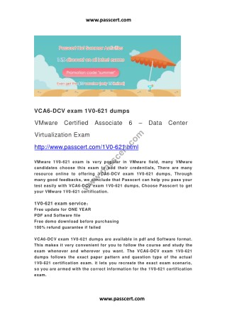 VCA6-DCV exam 1V0-621 dumps
