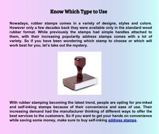 Know Which Type to Use