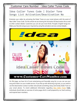 Idea Caller Tunes Code