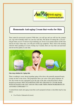 Homemade Anti-aging Cream that works for Skin