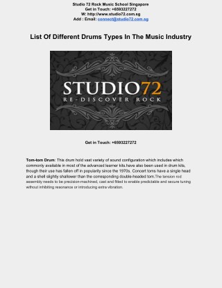 List Of Different Drums Types In The Music Industry
